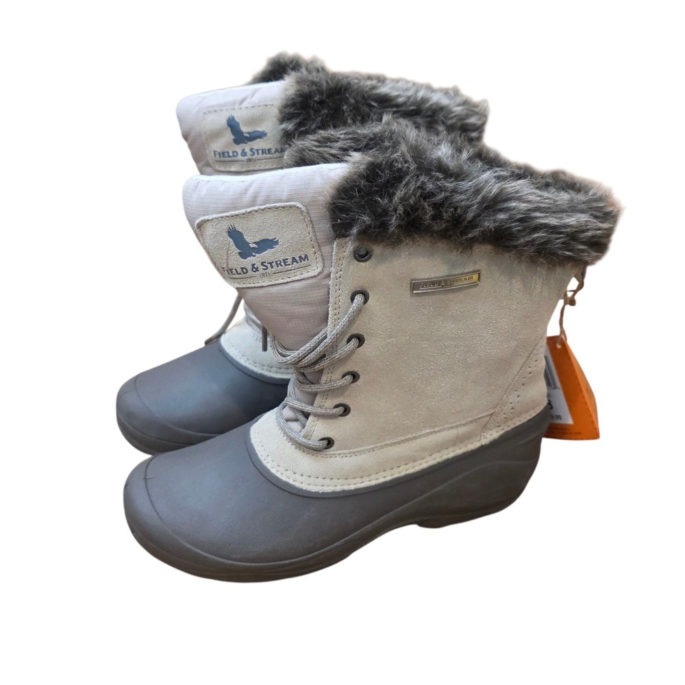 Field & Stream Ladies Pac Boot Suede Upper Thinsulate Insulated Off White - 8